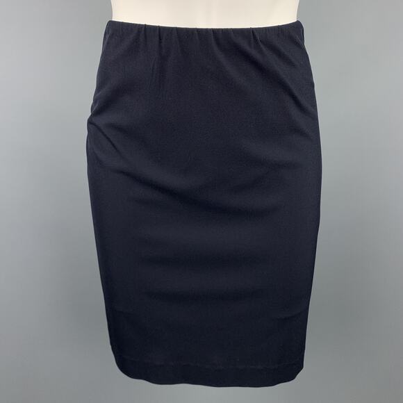 JIL SANDER Size 6 Navy Jersey Elastic Waistband Pencil Skirt - Picture 1 of 4
